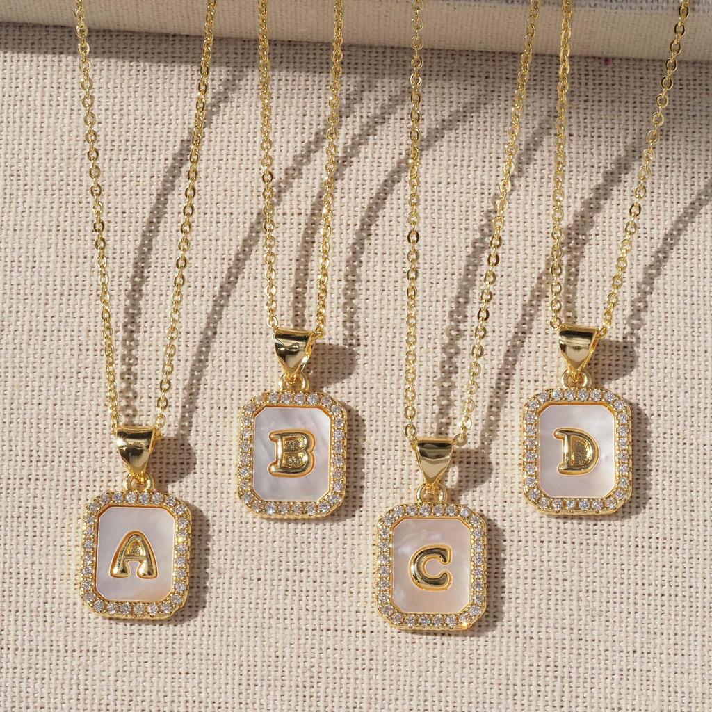 Gold-Plated Copper Shell 26 English Letters Pendant Necklace for Women - Niche Fashion Jewelry