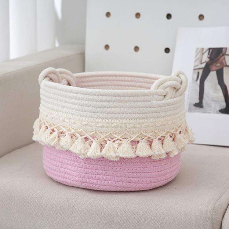 Practical Cotton Rope Storage Basket Durable Cotton Rope Storage Basket with Tassels Perfect For Any Room Decors