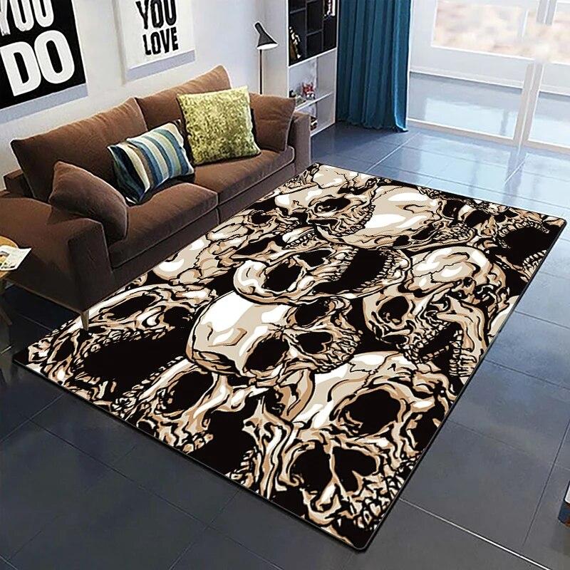 Horror Series Skulls Before Christmas Pattern Area Rug Bedroom Sponge Bedside Mat Entrance Door Carpet Washable