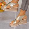 Summer New Fashion Plus Size Sandals Women's Round Toe Open Toe Platform One Buckle Strap Platform Heels