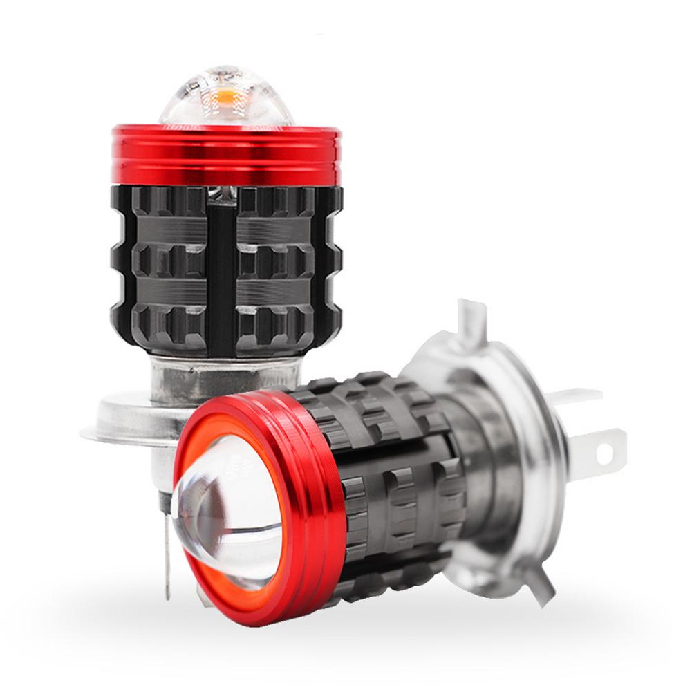 H4 Led Motorcycle Headlight BA20D H6 Angel Eye Motor Led Bulb Motorbike Head Lamp White Yellow High Low Beam DC 12-80V Universal