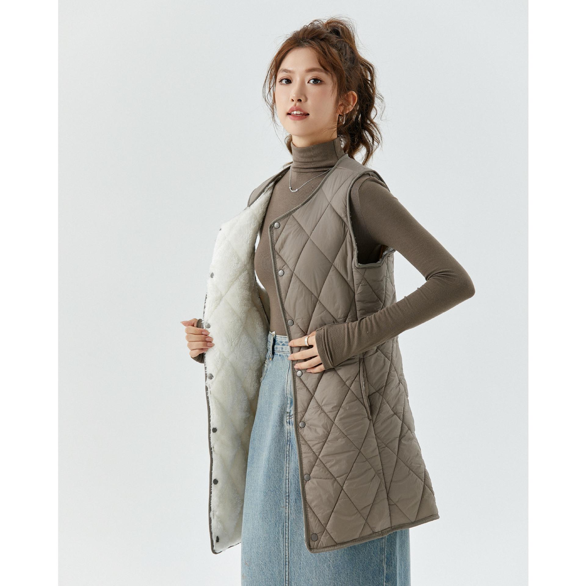 

Женский зимний теплый модный флисовый жилет длинного стиля, цельный флисовый жилет длинной до талии 2XL