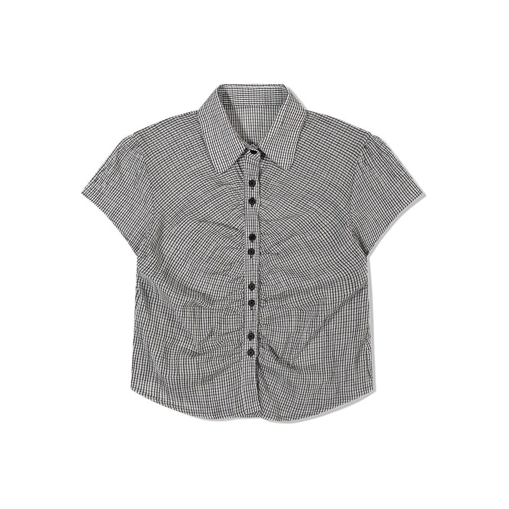 Moa Geek Check Half Shirt (Gray) Gray/Free