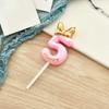 1pc Pink Numbered Birthday Candles Golden Bow Cake Decoration for Children boys Girls Teenage Birthday Baking Decoration Plugins