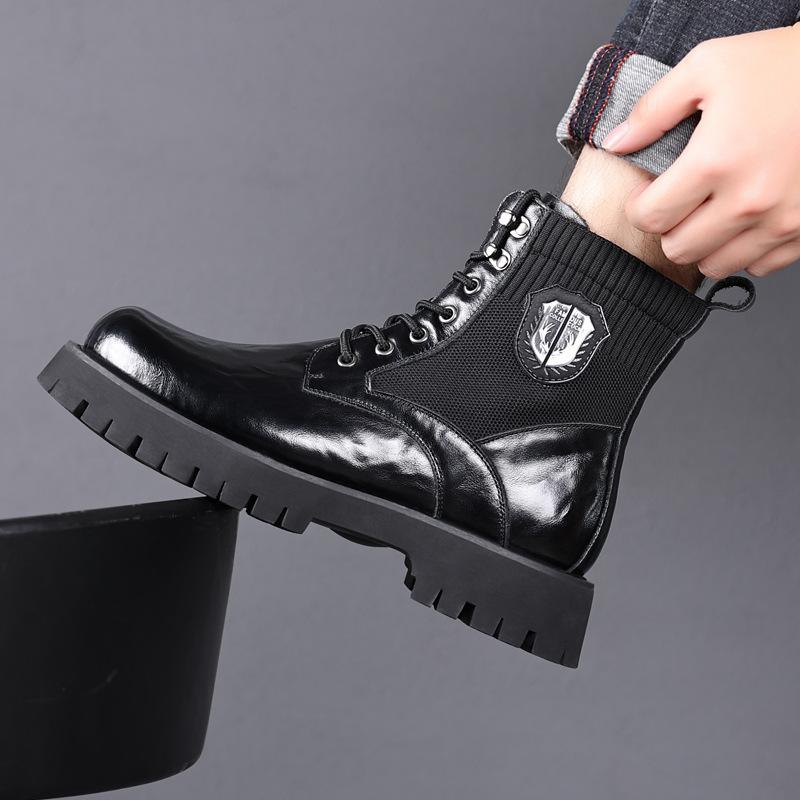 Retro Genuine Leather Men's Ankle Boots Autumn Winter Designer Velvet Warm Work Shoes Man Casual  Platform Boots Male