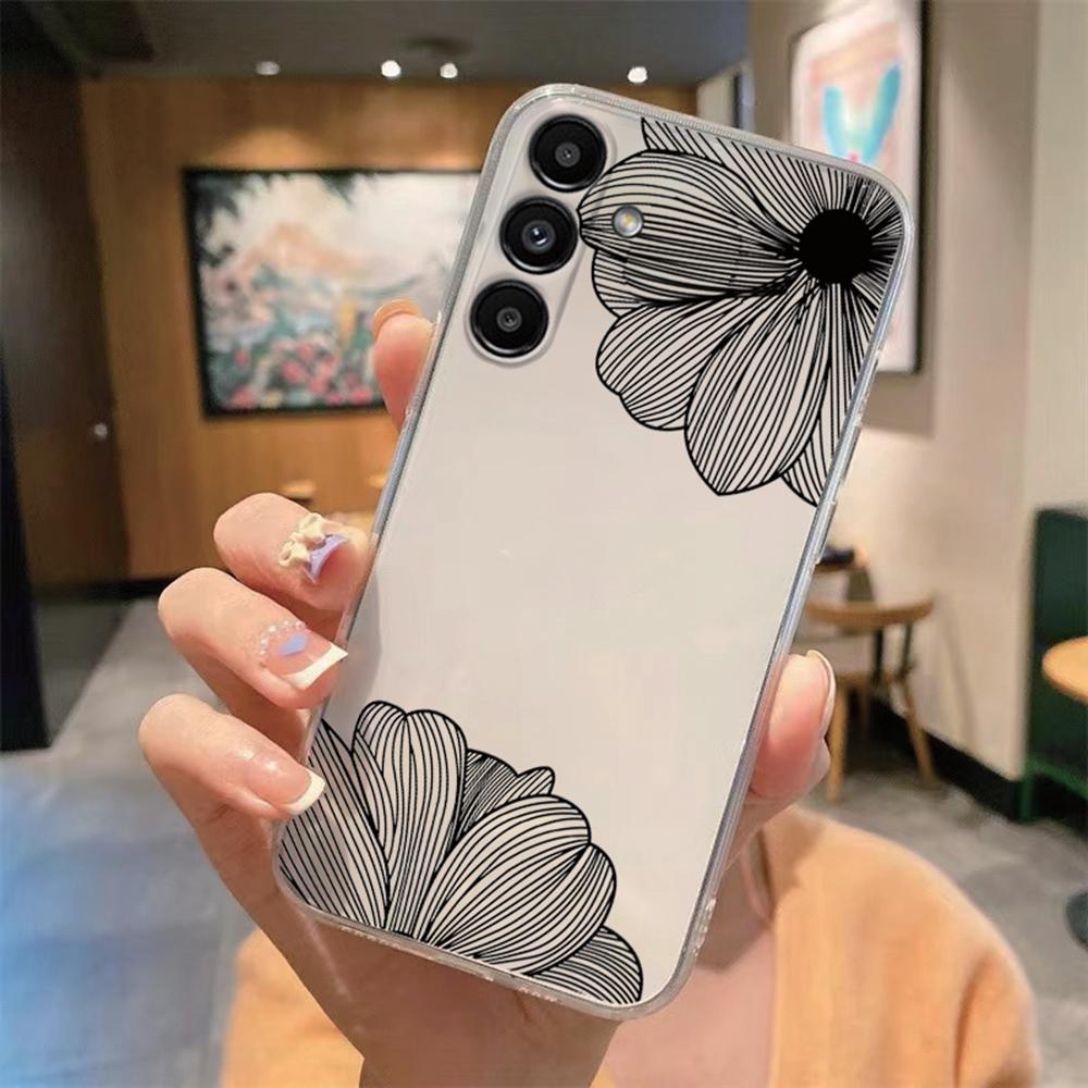 Romantic Lace Pattern Transparent Flower Phone Case For Samsung Galaxy A54 A56 A16 A17 A37 A57 A06 A07 A13 A14 M54 Clear Cover