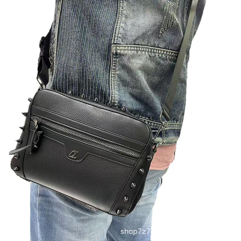 Unisex Faux Leather Shoulder Crossbody Bag Rivet Detail Daily Use