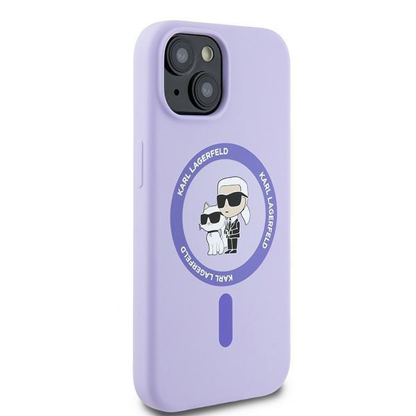 Karl Lagerfeld Klhmp15Sscmkcrhu Iphone15 6.1 Fioletowy/Purple Hardcase Silicone Karl&Choupette Heads Ring Magsafe