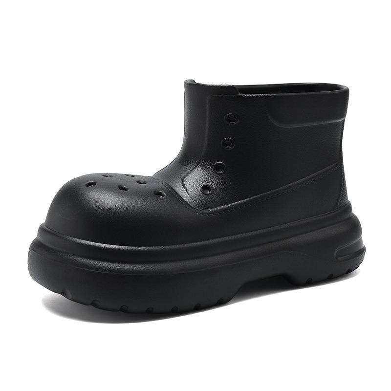 

Platform rain shoes women s new adult waterproof and non-slip short tube outer wear four seasons fashion rain boots water shoes 35-36 чорний