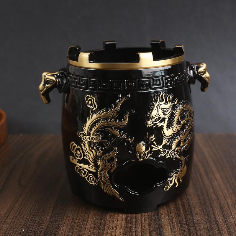Brass Double Dragon Playing with Pearl Incense Burner Craft Home Living Room Creative Copper Product Ornament Mo