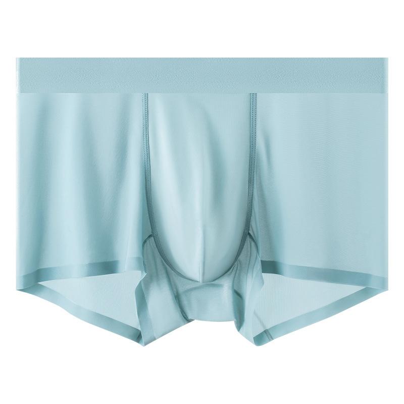 Ice Silk Nude Mid-Waist Underwear Men'S Comfort 10A Antibacterial Mulberry Silk Crotch Men'S Underwear