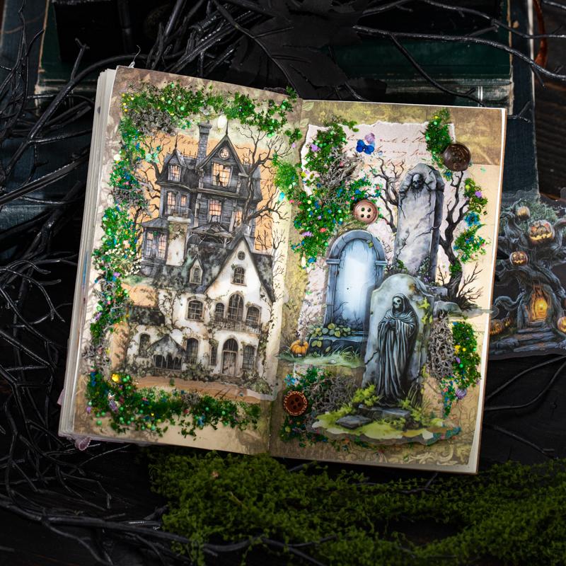 Journal GO 10pcs Abandoned City Vintage Dark Gothic Forest Landscape PET Sticker Creative DIY Journal Collage Scrapbooking Decal