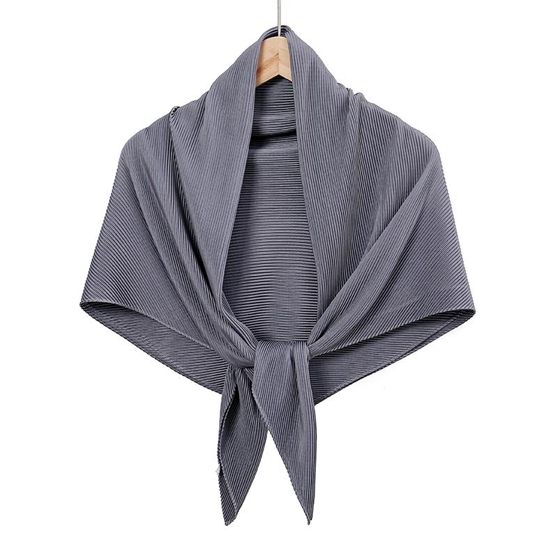 Maldives  Muslim Pleated Square Scarf Matt Silk Plain Hijab Women Crinkle Satin Headscarf Premium Soft Wrinkle Scarves