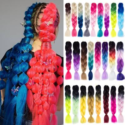 Ombre Hair Jumbo Braids Hair Synthetic Hair Extensions For Women Pink Red Blue 102 Colors Available