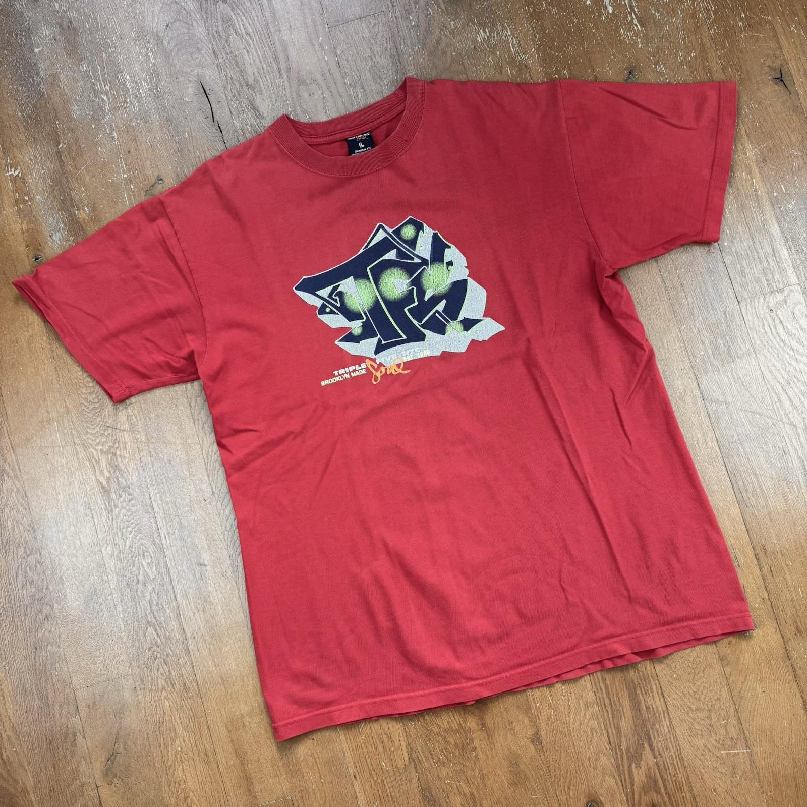 Vintage Triple Five Soul 555 Soul Red 90s Graffiti T Shirt Size Large S
