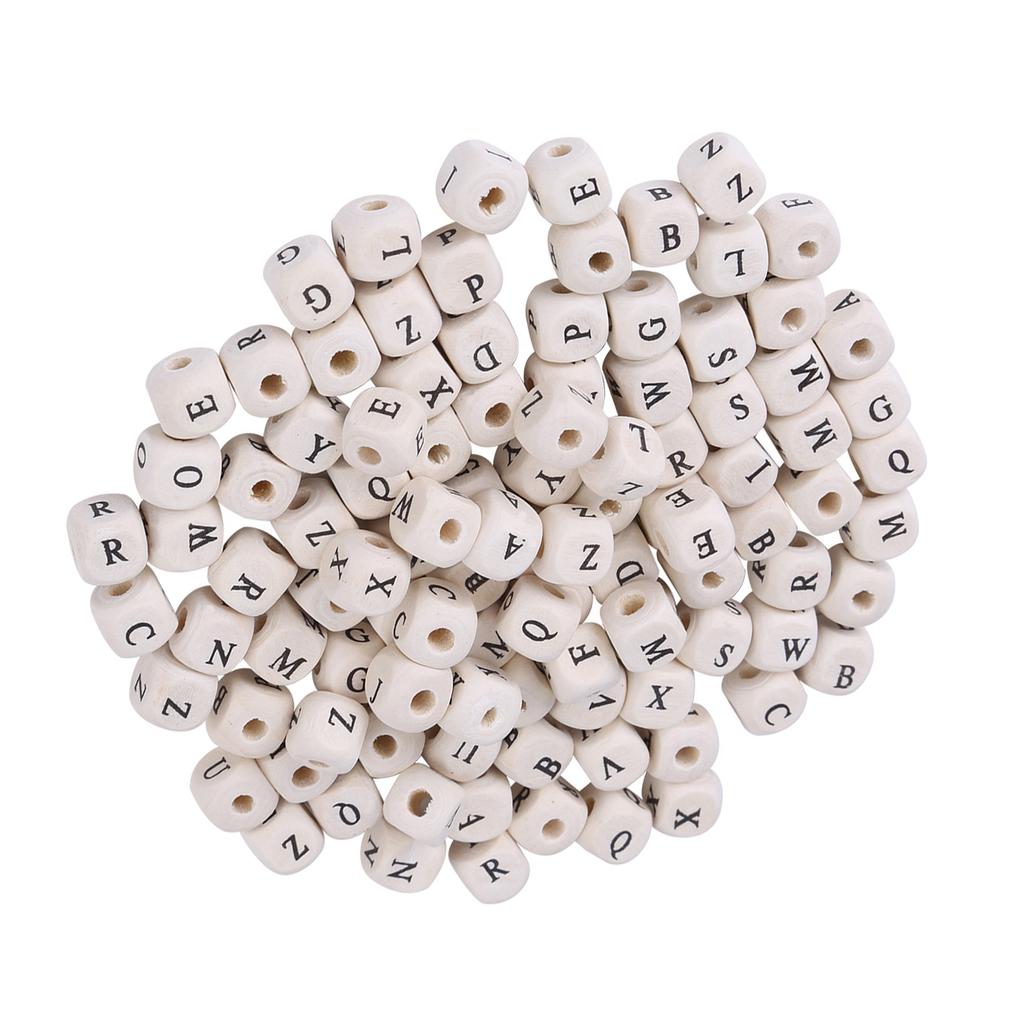 100pcs Mixed Maple Square Bead Letter Cube Loose Spacer Beads For DIY Jewelry Making