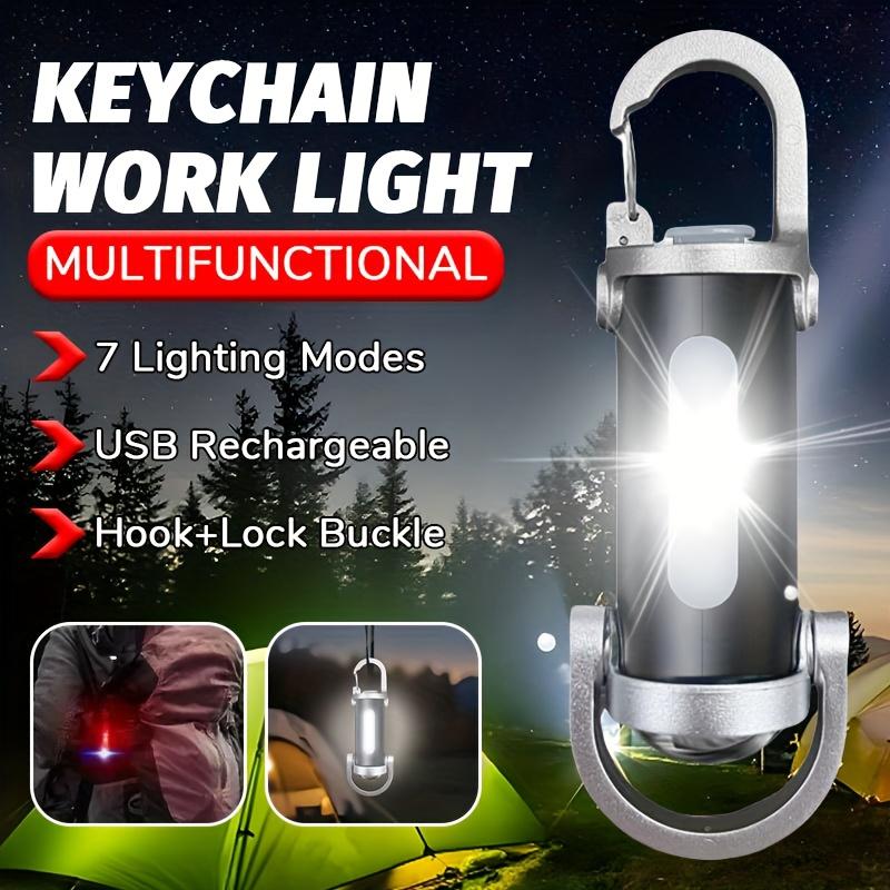 LED Portable Keychain Mini Flashlight Multifunctional Floodlight with Hook Suitable for Hiking, Reading, Fishing, Camping, and Emergency Use