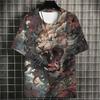 T-shirt da uomo estiva con stampa animale 3D e girocollo