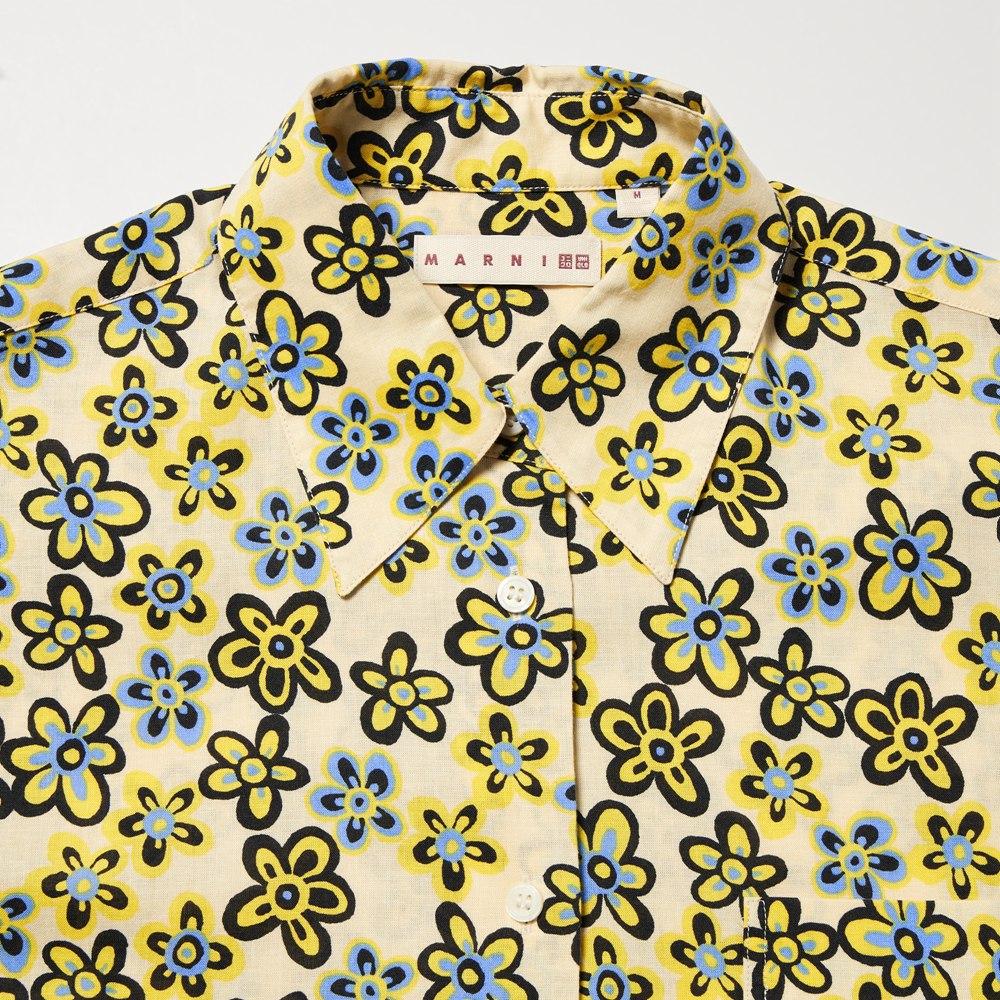 Uniqlo Marni Collaboration Floral Print Single-Breasted Long Sleeve Shirt Women shirts 451552-01