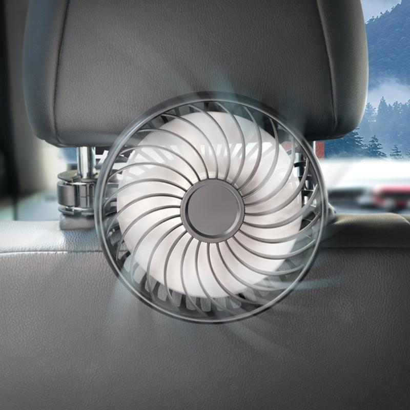 USB Powereds Car Seat Cooling Fan 3 Wind Modes ABS Blade Headrest USB Fan For Rear Passenger Comfort