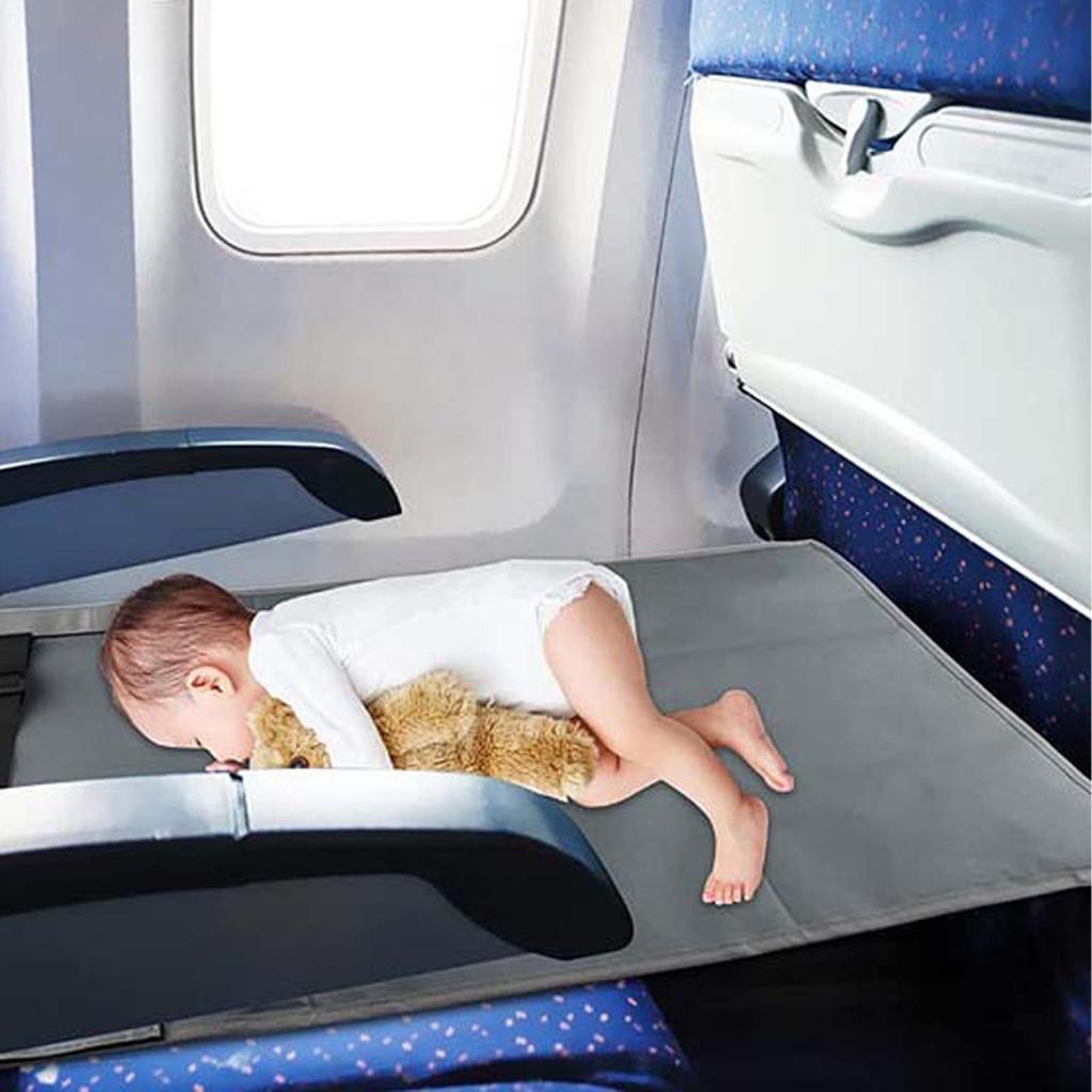 Kids Airplane Foot Pedal Portable Folding Universal Fit Adjustable Children Airplane Seat Extender Grey