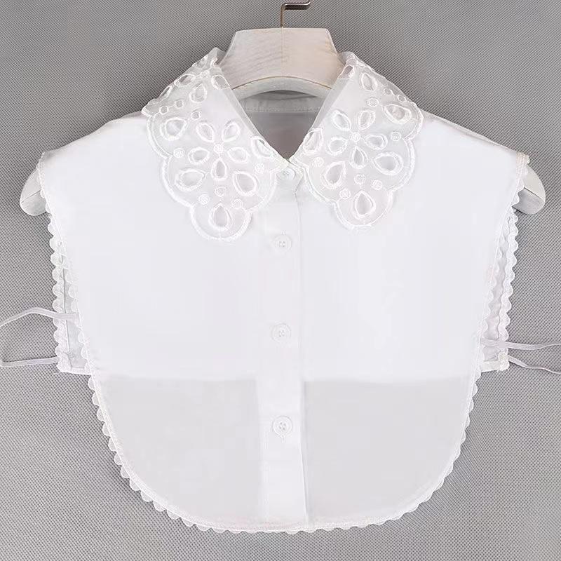 Ins Fake Collar Plaid Shirt Detachable Collars Solid Shirt Womens Dickie Collar White Girls Top Clothes Dickey Collar For Women