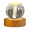 3D Hands Prayer Faux Crystal Ball with Wooden Base Clear Engraved Prayer Hand Ball Night Light Religious Christian Gifts for Women Men