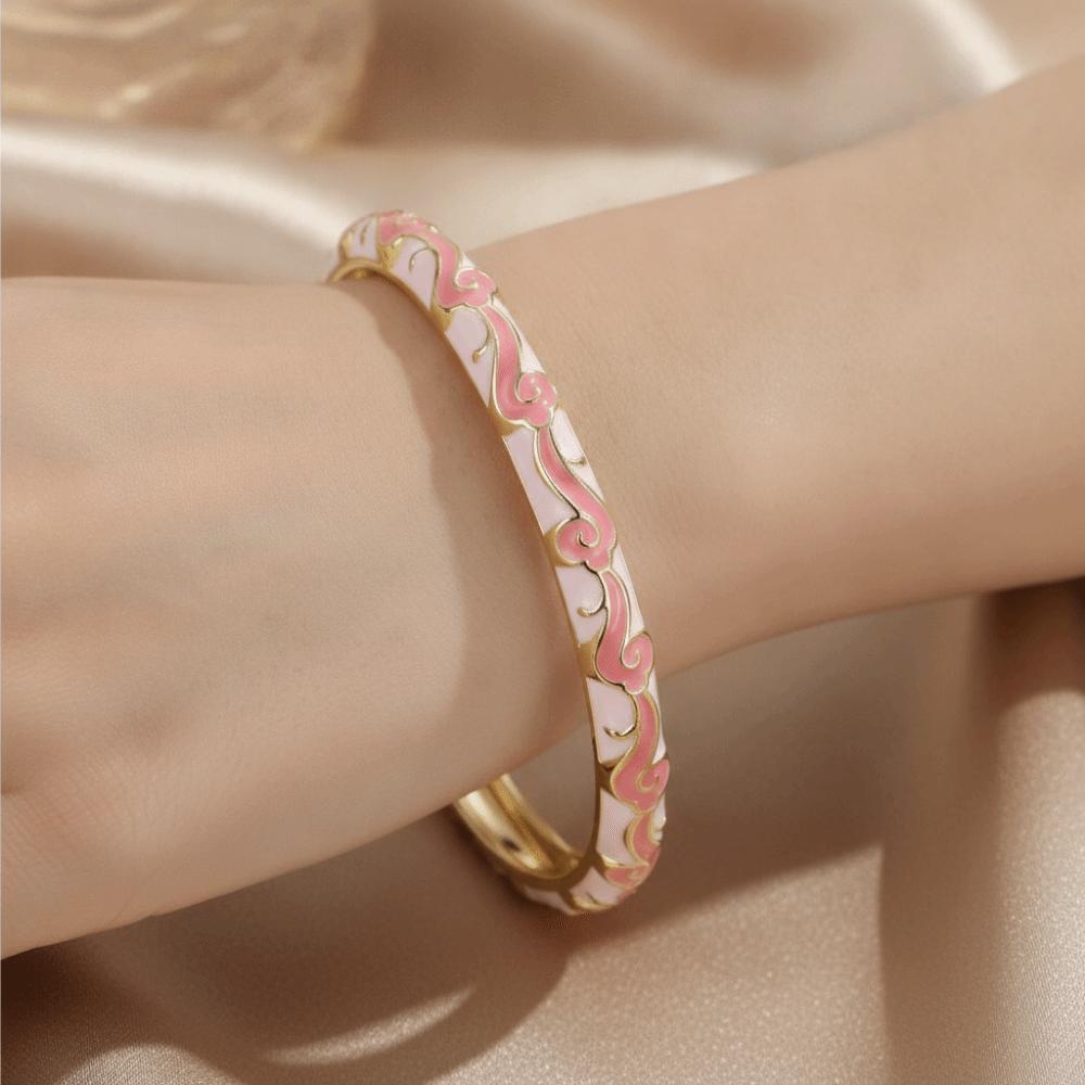 Lightweight Metal Cloisonne Lucky Bangle Colorful Glazed Ethnic Pattern Cuff Tourist Attractions