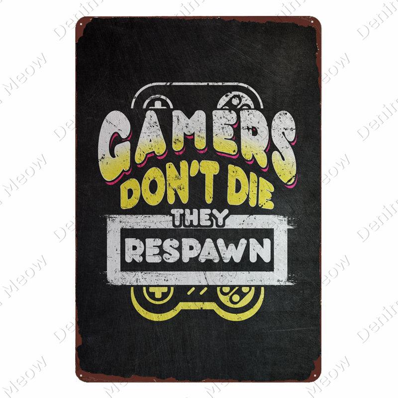 Avertisment Angry Gamer Vintage Tin Sign Gaming Repeat Poster Club Home Decor Dormitor Eat Sleep Game Autocolante amuzante de perete Placă N379