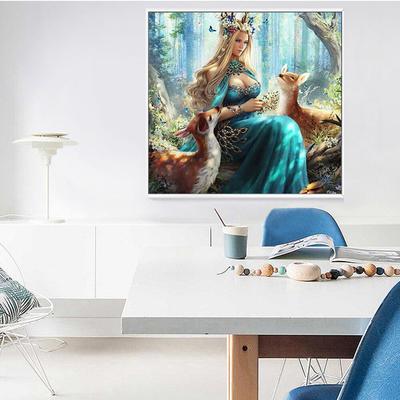 Kit completo de bordado de diamantes, cuadro de hadas de diamantes de imitación, mosaico de diamantes, decoración del hogar de ciervos