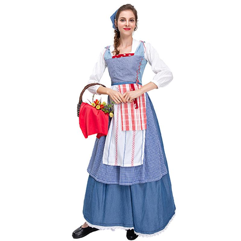 Halloween Costume Ranch Pastoral Maid Long Dress Dummy Butler Maid Dress
