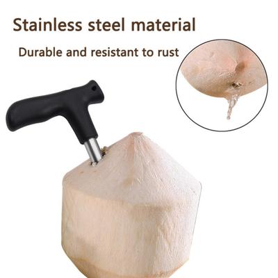 Stainless Steel Coconut Opener with T-Shaped Handle Universal Coconut Opener Tool for Young Mature Coconuts Rust-Proof Essential Kitchen Tool