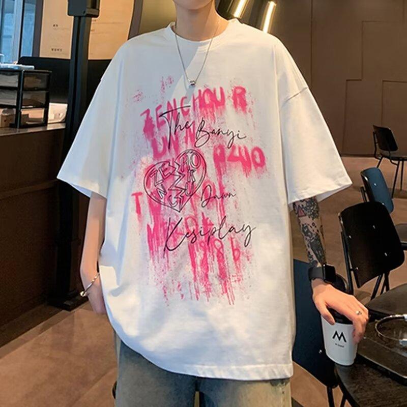 Heavy Short-Sleeved T-Shirt Men'S Summer Trendy Brand Trend Loose Men'S Clothes American Large-Size Student T-Shirt