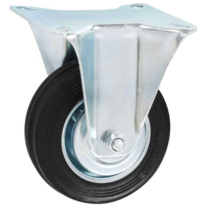 Roulettes fixes - VIDAXL - Lot de 4 - Caoutchouc - Diamètre 100 mm - Charge max 70 kg