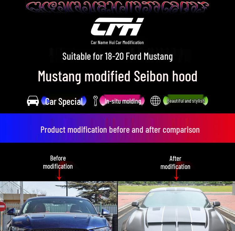 Carbon Fiber Vented Hood for 18-22 Ford Mustang