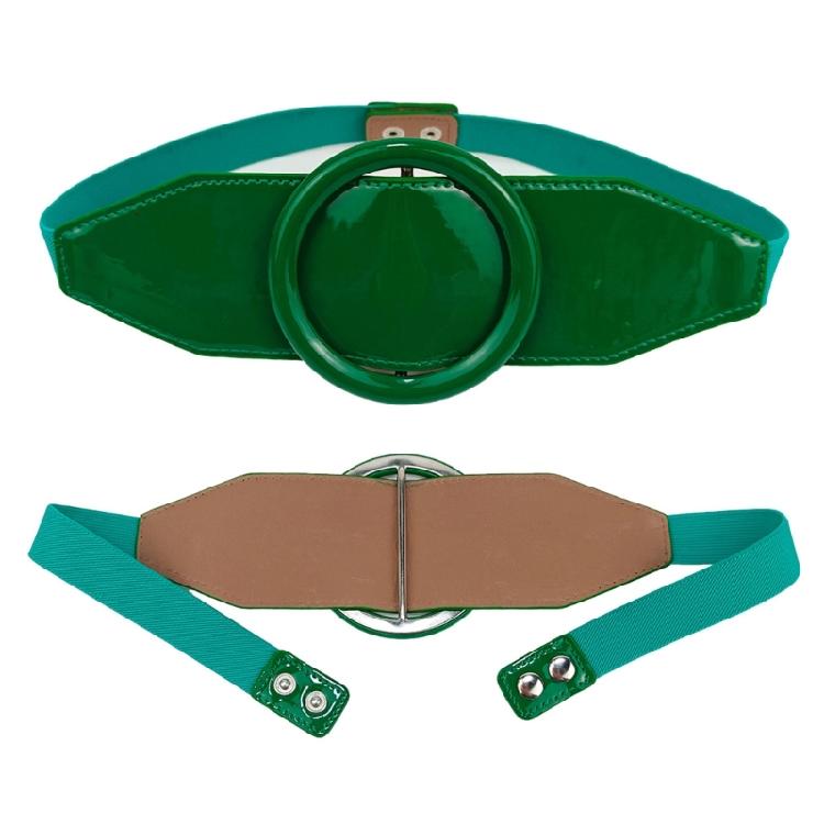 Elegant Elastic Waist Belt For Women Round Buckle PU Waistband For Everyday Wear Casual Outfit All Matching Waist Decors