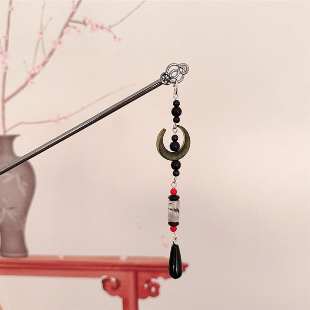 New Chinese Style Black Butterfly Flower Tassel Hair Stick for Women Vintage Metal Hanfu Chopstick Hair Sticks Hair Accessories