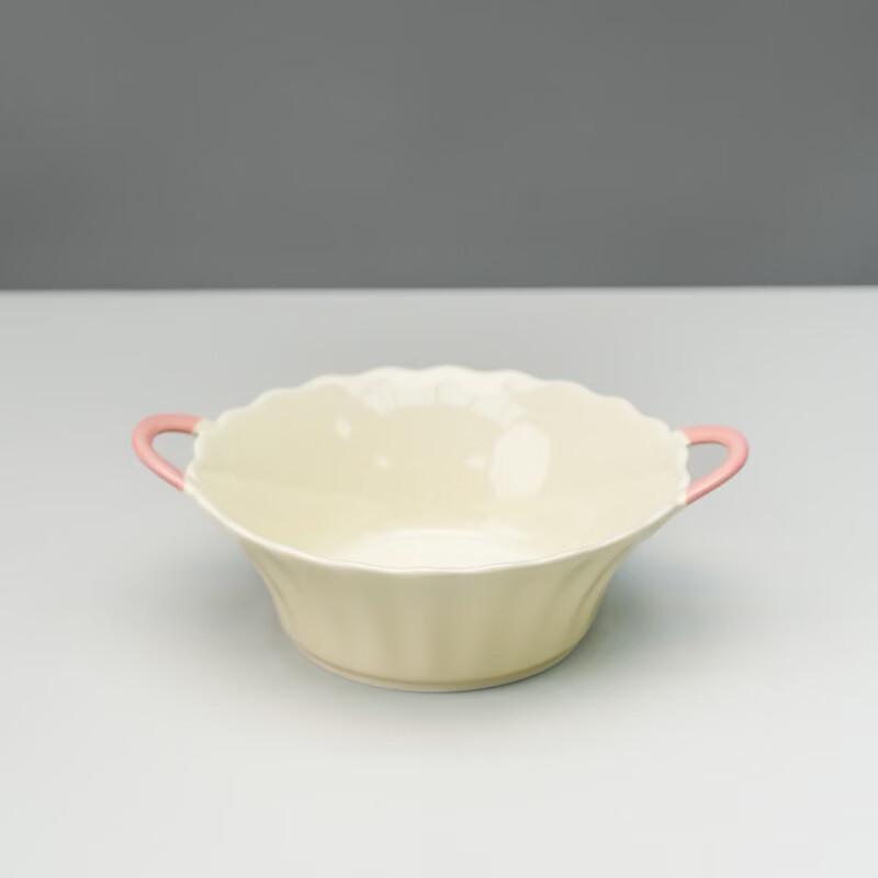 Haoya 9.5-inch Underglaze Ceramic Double-Handled Soup Bowl