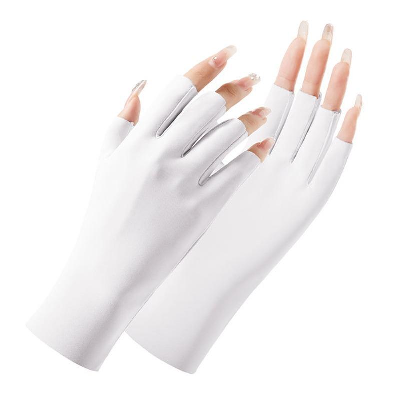 Summer Lightweight Women's Sun Protection Gloves for UV Protection, Nail Art, Electric Bike Riding, Cycling, Half-finger Ice Silk Gloves