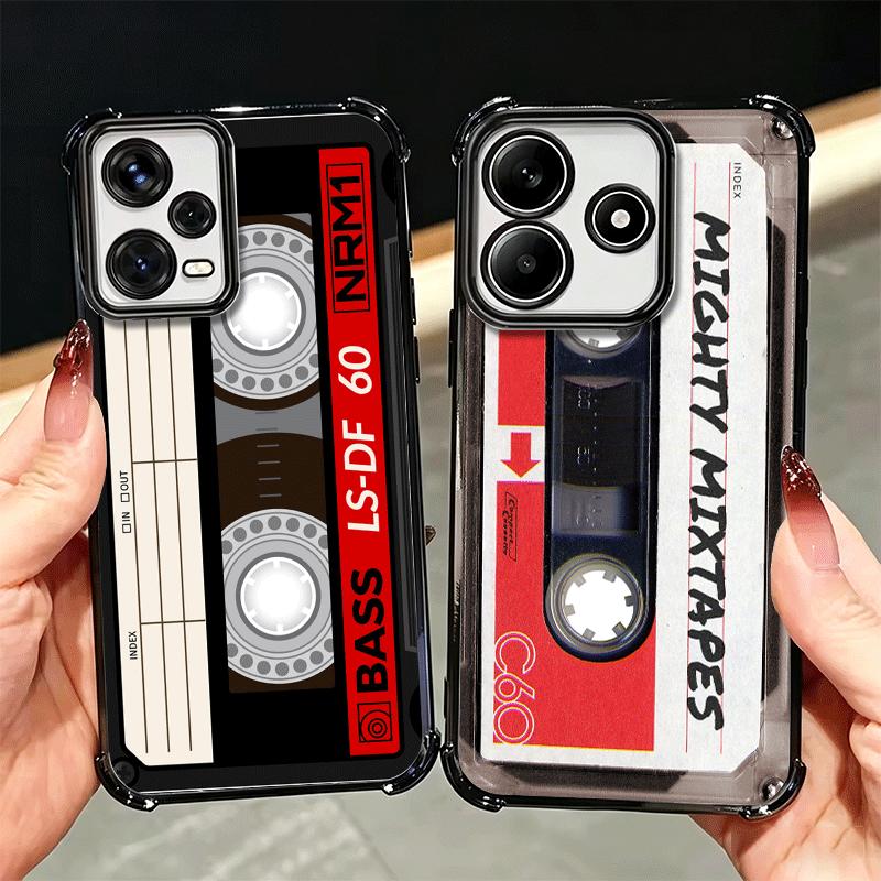 Vintage 90S Cassette Tape Pattern Soft Phone Case For Xiaomi Redmi Note 14 15 Pro Plus 13 12 11S 11T 5G 10 9S 9 Plating Anti-Fal