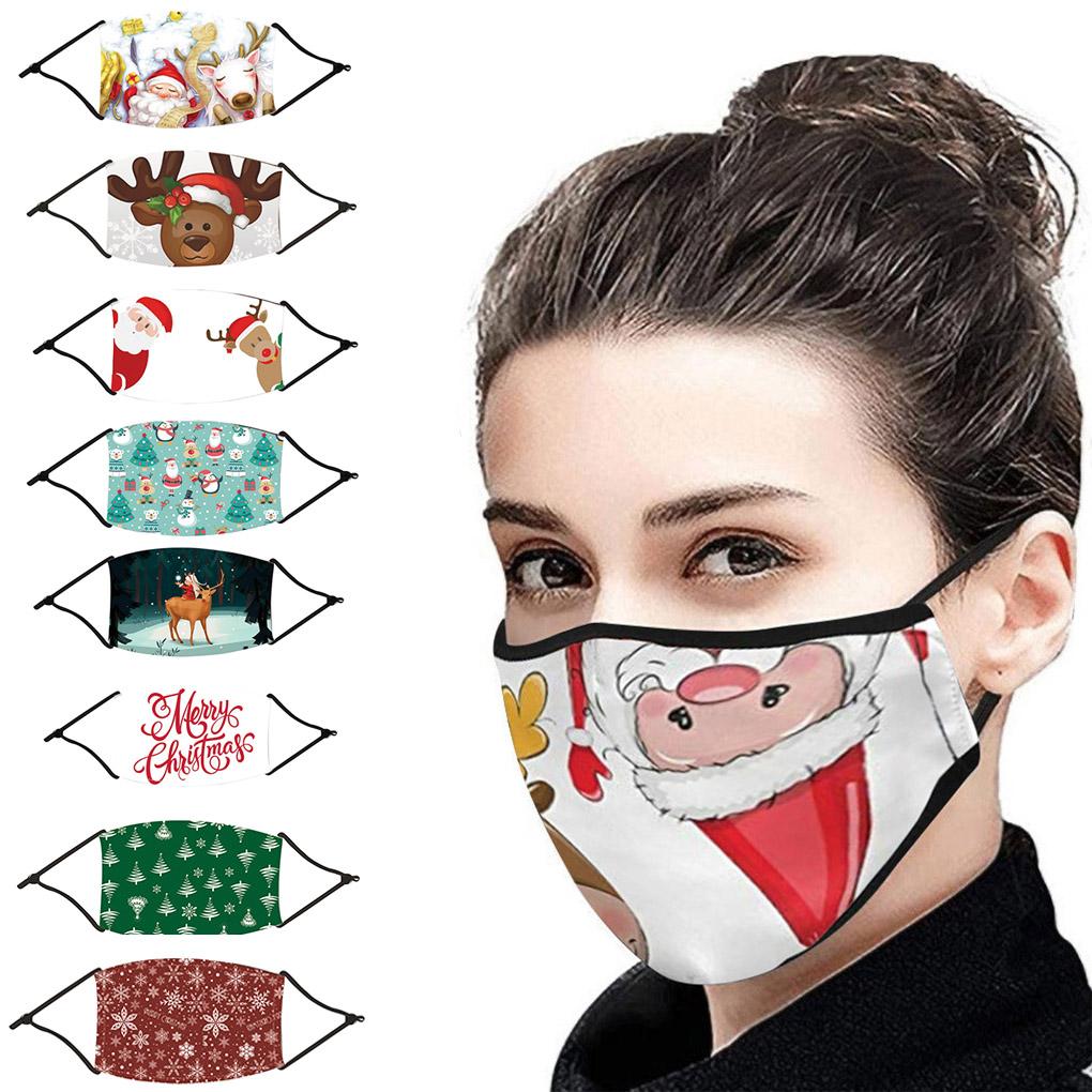 Staubmaske mit Weihnachtsmotiv, bedruckt, staubdicht, Polyester-Gesichtsmaske mit elastischem Ohrband und Filter Typ 5