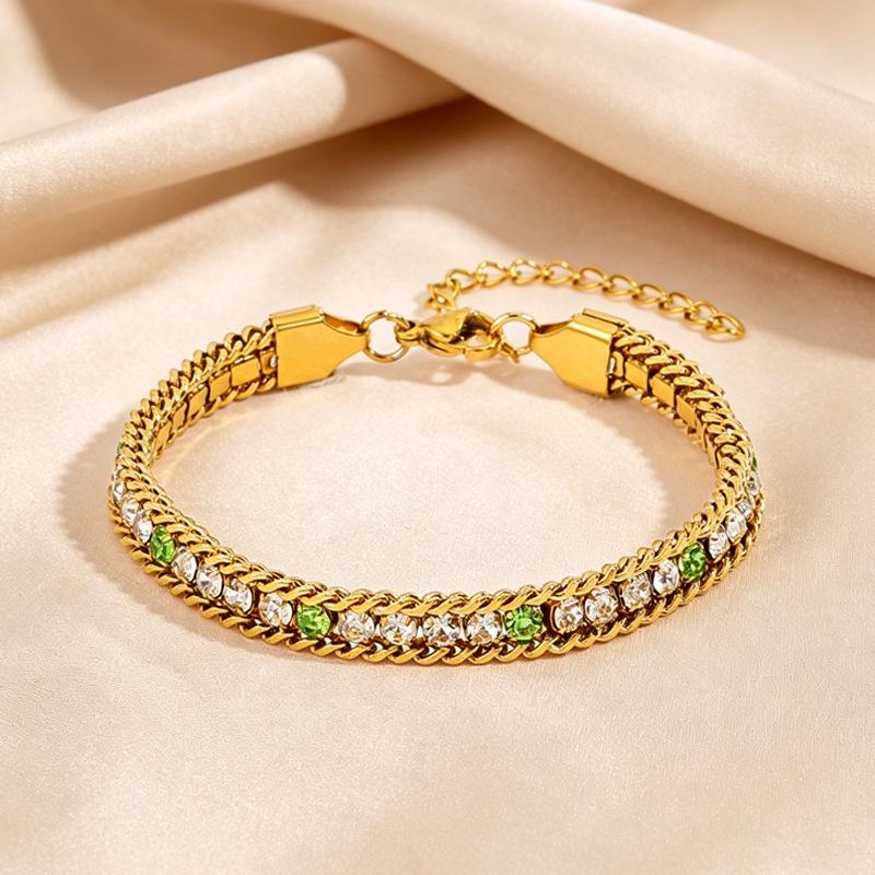 Women's Titanium Steel Multi-color Zircon Bracelet - Luxurious, Versatile, and Fade-resistant