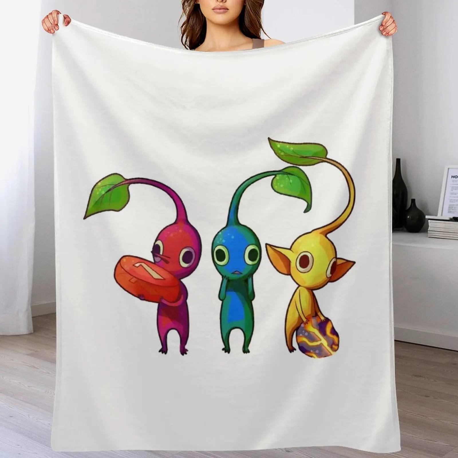 Pikmin by raisinmuffin. Throw Blanket All Season Soft Lightweight Blanket for Home Size: 75*100cm, Weight: 230 GSM