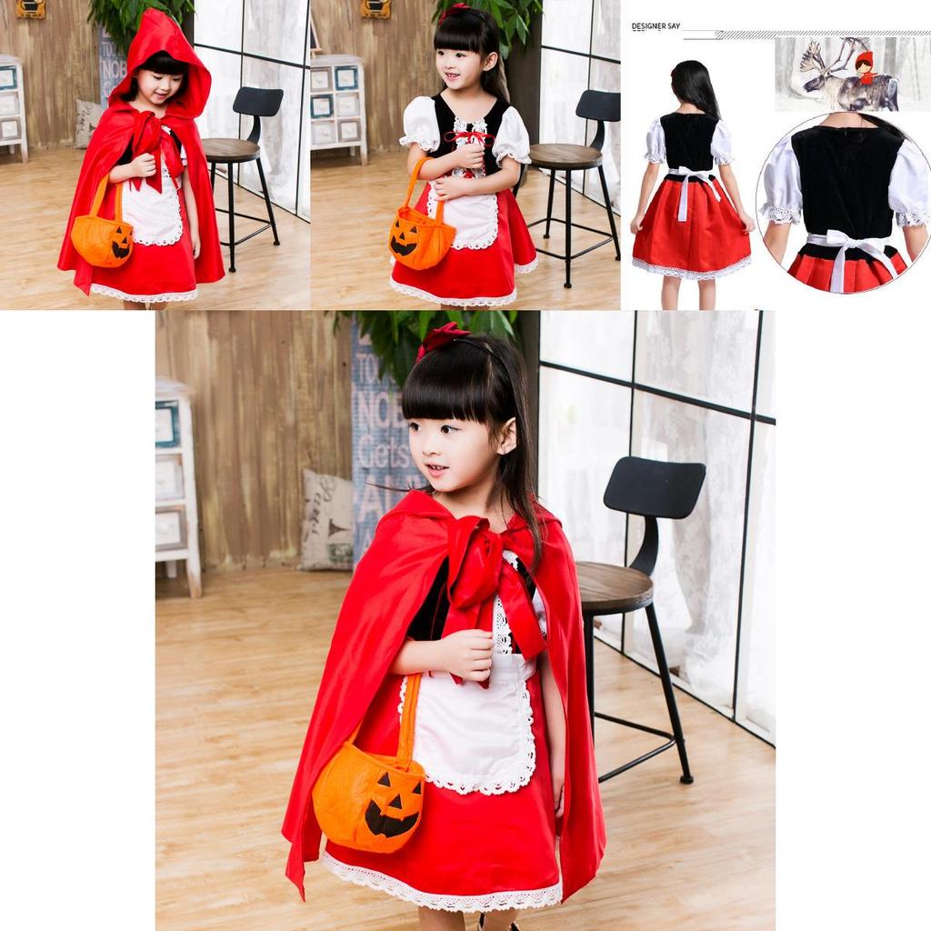 Rotkäppchen Prinzessinnenkleid Halloween Märchenkostüm für Kinder