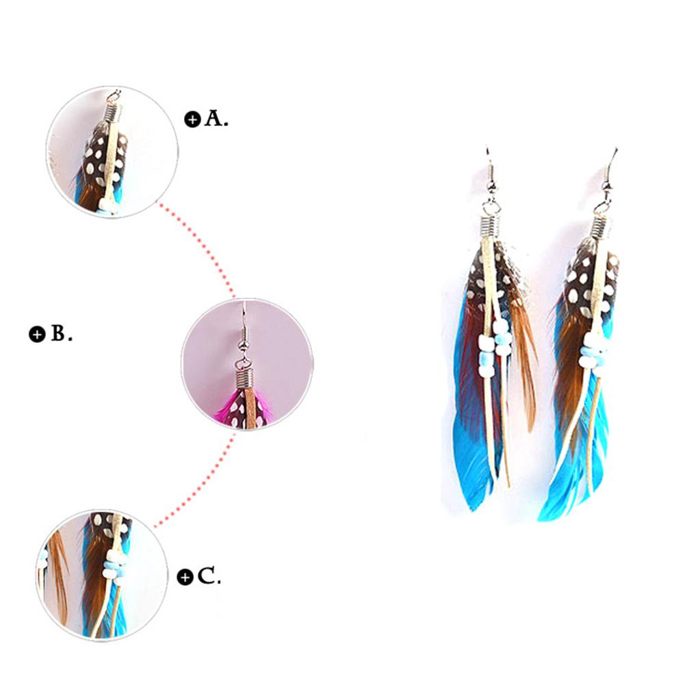 Feathers Earrings Long Ear Drop Ornament Bohemian Pendants Plume Pendant Dangling Earring Dangler for Dress Adornment