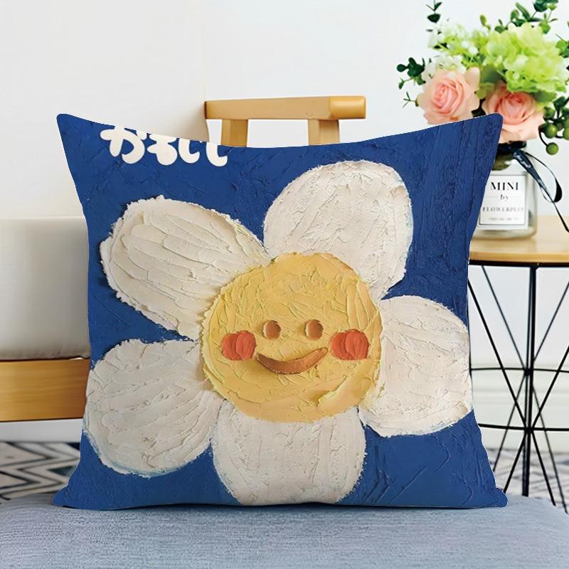 Ins Style Oil Painting Print Decorative Pillowcase Bedroom Living Room Square Cushion Pillowcase