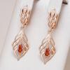 Trend Long Dangle Earrings For Women Fashion  Rose Gold Color Red Natural Zircon Accessories Daily Fine Jewelry