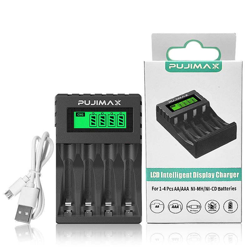 PUJIMAX LCD Intelligent Display Charger PJ-LCD005 for 1-4 AA/AAA Ni-MH/Ni-CD Batteries