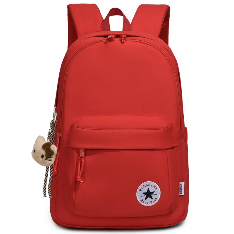 Рюкзак большой вместимости однотонный рюкзак легкий водонепроницаемый студенческий школьный рюкзак красный