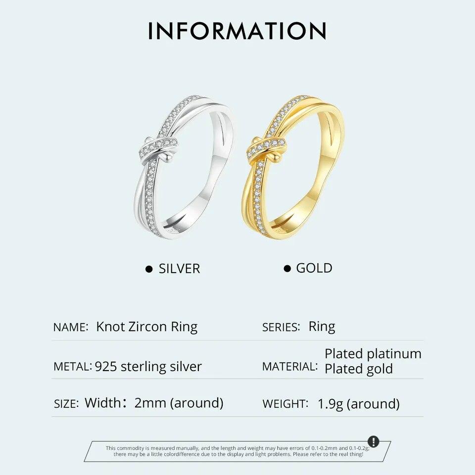 Bamoer 925 Sterling Silver Double Layer Knot Finger Ring Stackable Rings for Women Original Design Fine Jewelry